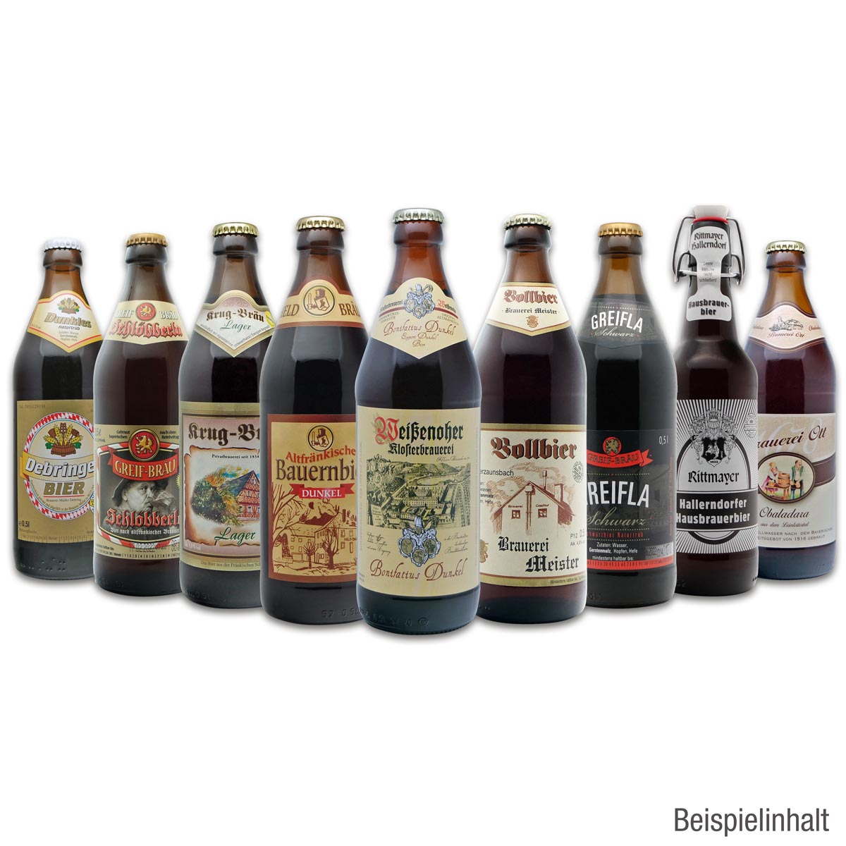 Handverlesene Auswahl an 9 verschiedenen fränkischen Dunklen Bieren