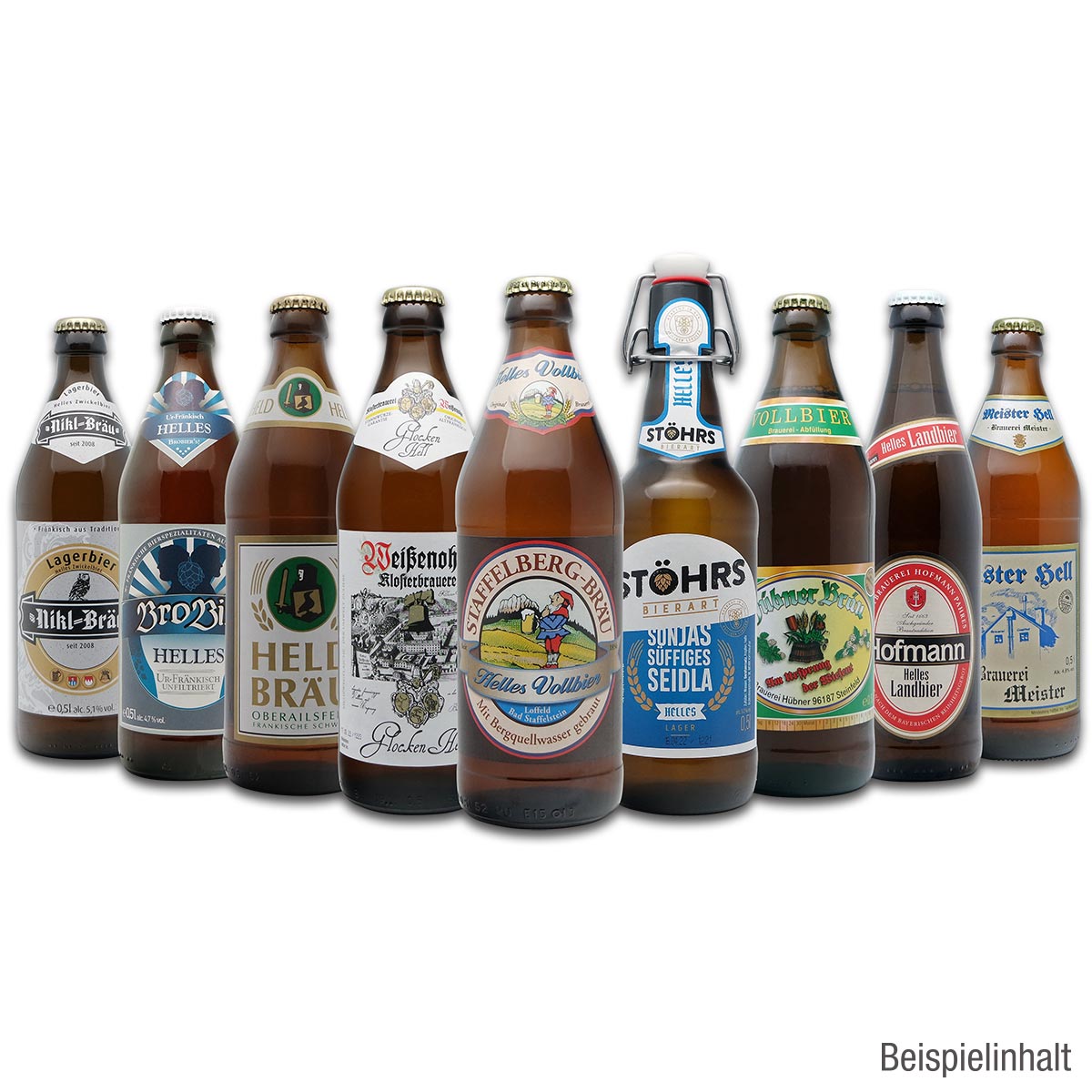 Handverlesene Auswahl an 9 verschiedene fränkischen Hellen und Lagerbieren